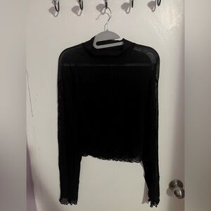 Shein Black Mesh Long Sleeve Top NWOT